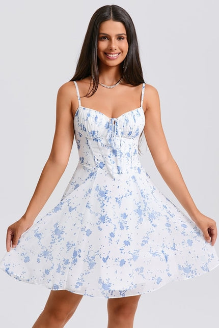 Trapèze col cœur court mousseline robe de bal de promo avec plissée