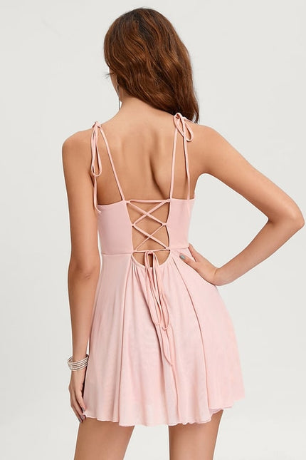 Trapèze col droit mini mousseline robe de bal de promo - gallery 5