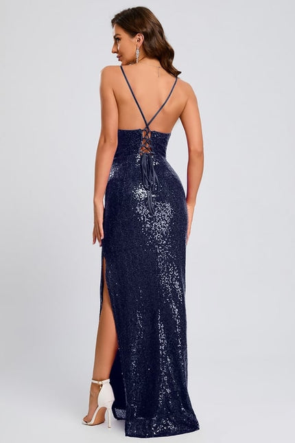 Fourreau col bénitier longueur ras du sol paillette robe de bal avec paillettes