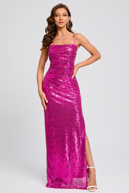 Fourreau col bénitier longueur ras du sol paillette robe de bal avec paillettes - gallery 9