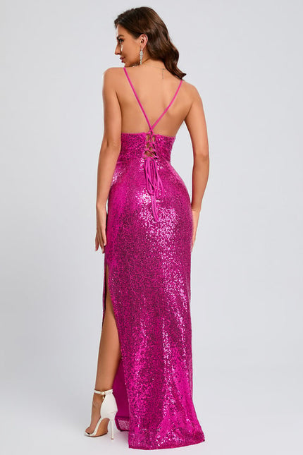 Fourreau col bénitier longueur ras du sol paillette robe de bal avec paillettes - gallery 5