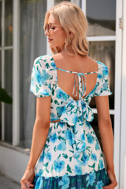 Robe imprimé fleur col cœur trapèze mousseline midi - gallery 6