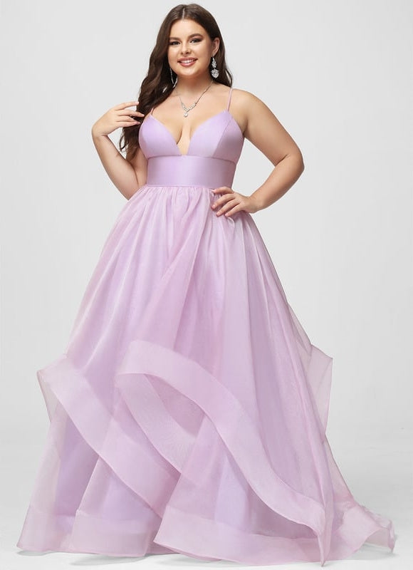 Princesse col v traîne balayage organza robe de bal - gallery 7