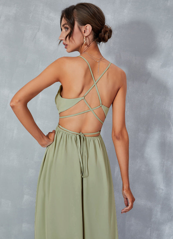 Robe plissée col bénitier trapèze mousseline maxi - gallery 5
