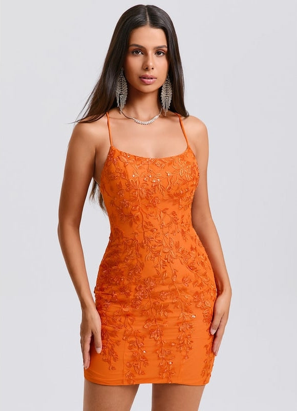 Moulante col rond mini dentelle robe de bal de promo avec paillettes