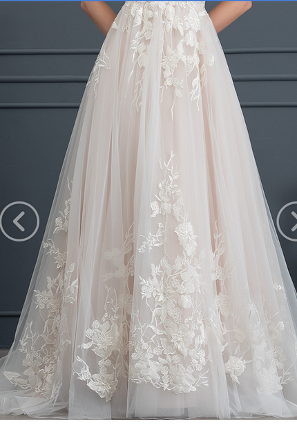 Princesse col cœur traîne balayage tulle dentelle robe de mariée - gallery 4