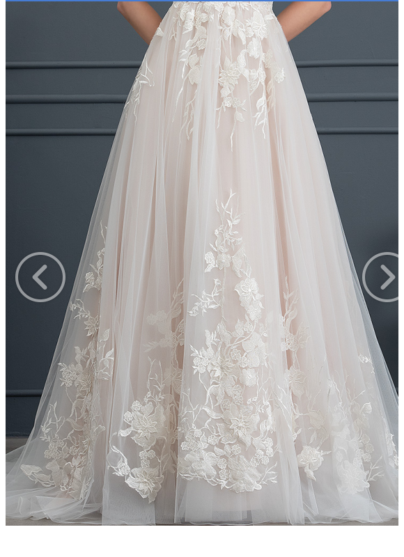 Princesse col cœur traîne balayage tulle dentelle robe de mariée - gallery 4