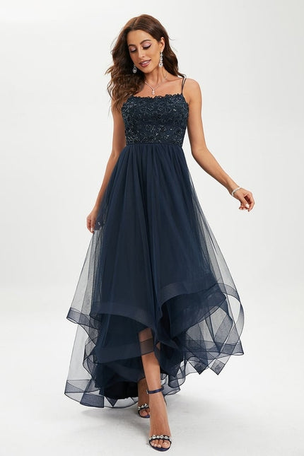 Princesse col rond asymétrique dentelle robe de bal avec paillettes
