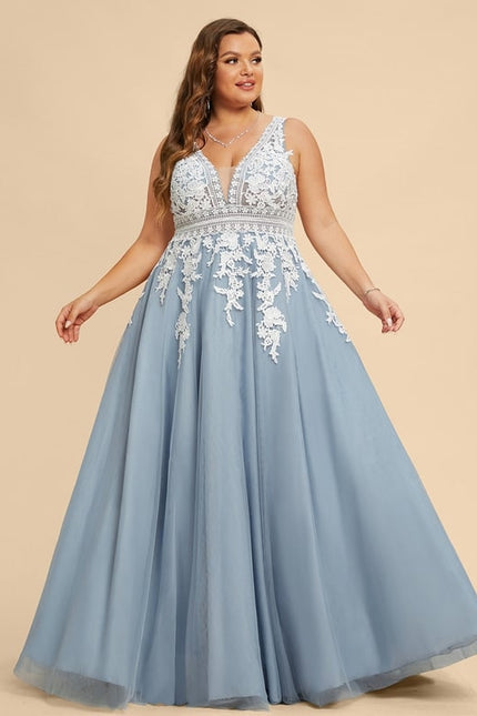 Princesse col v longueur ras du sol tulle robe de bal - gallery 4