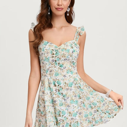 Trapèze col v mini mousseline robe de bal de promo avec broderie