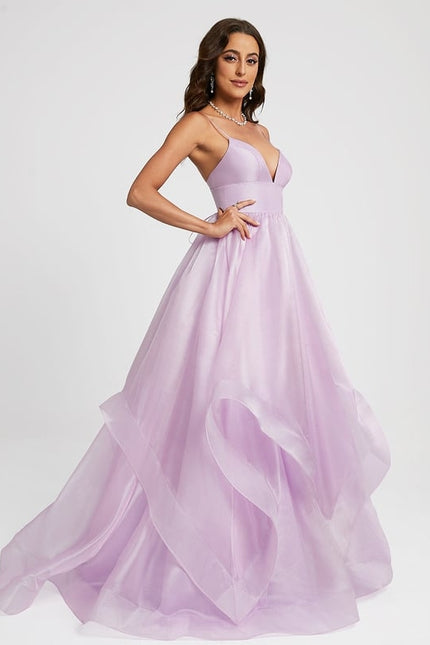 Princesse col v traîne balayage organza robe de bal - gallery 6