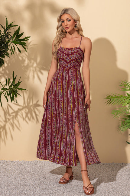 Robe imprimé fleur col droit trapèze rayonne maxi - gallery 4