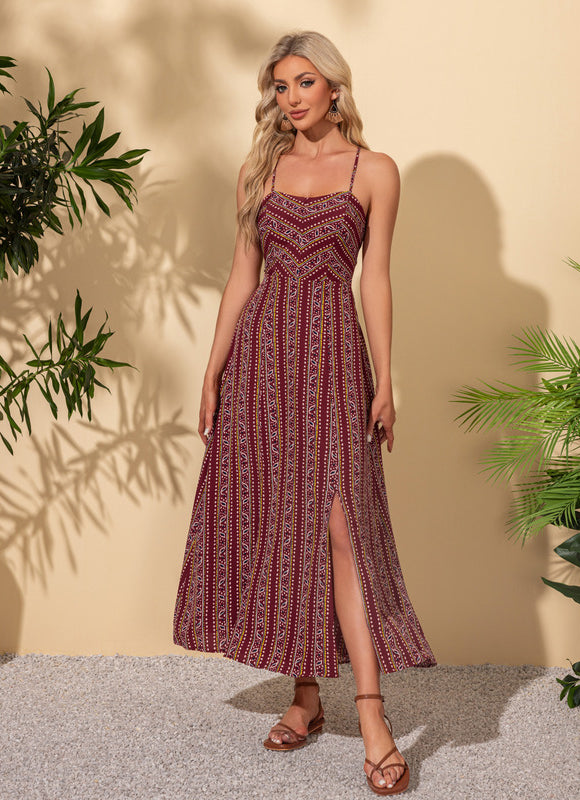 Robe imprimé fleur col droit trapèze rayonne maxi - gallery 4
