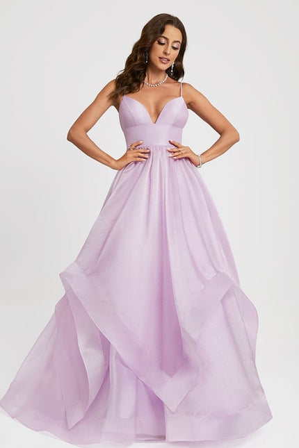 Princesse col v traîne balayage organza robe de bal - gallery 3