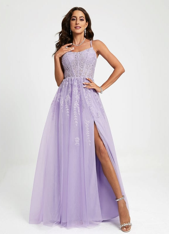 Princesse col rond traîne balayage tulle dentelle robe de bal avec paillettes