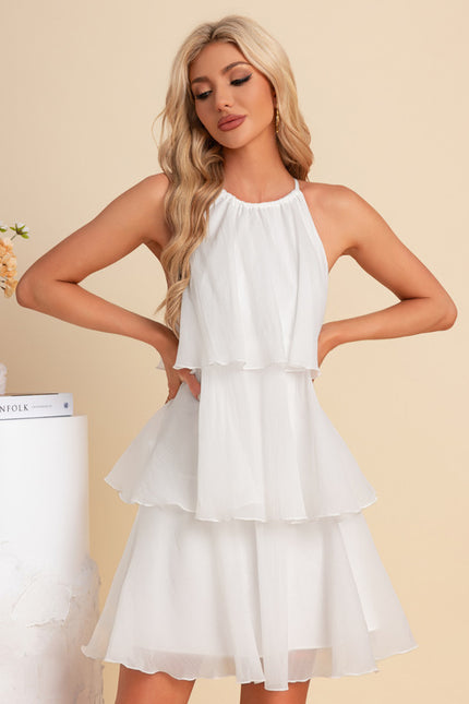 Robe licou trapèze mousseline mini - gallery 3