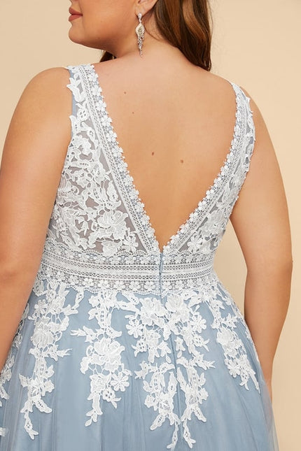 Princesse col v longueur ras du sol tulle robe de bal - gallery 8
