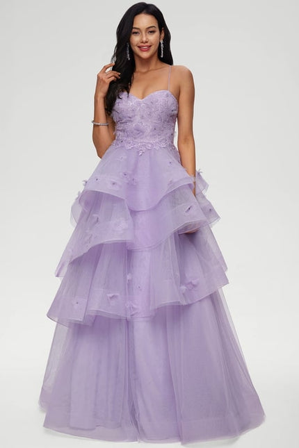 Princesse col cœur longueur ras du sol tulle robe de bal avec paillettes perles - gallery 2