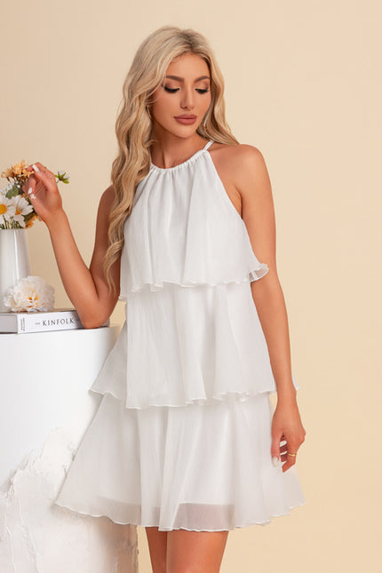 Robe licou trapèze mousseline mini