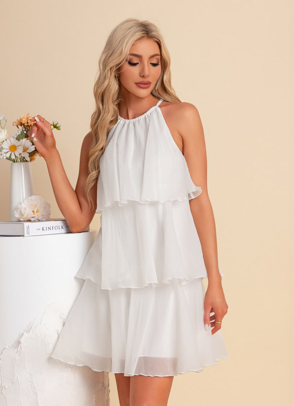 Robe licou trapèze mousseline mini