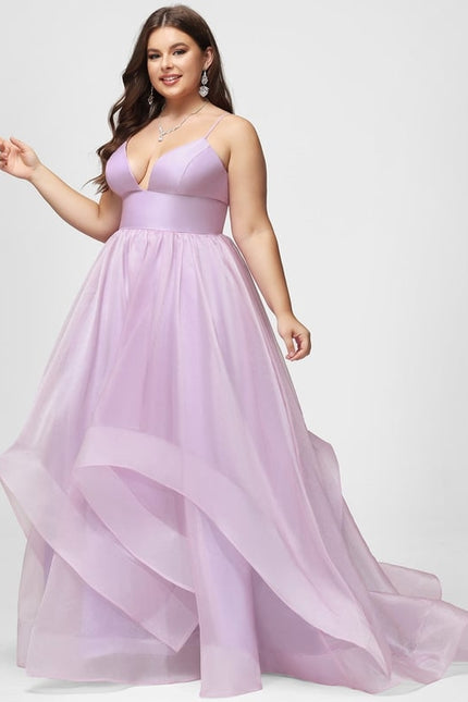 Princesse col v traîne balayage organza robe de bal - gallery 9