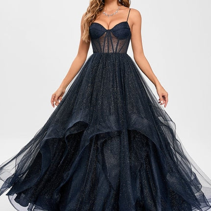 Princesse col v longueur ras du sol tulle robe de bal