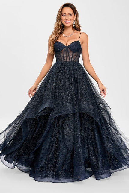 Princesse col v longueur ras du sol tulle robe de bal