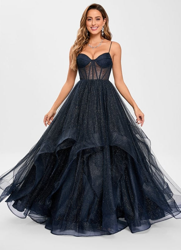 Princesse col v longueur ras du sol tulle robe de bal