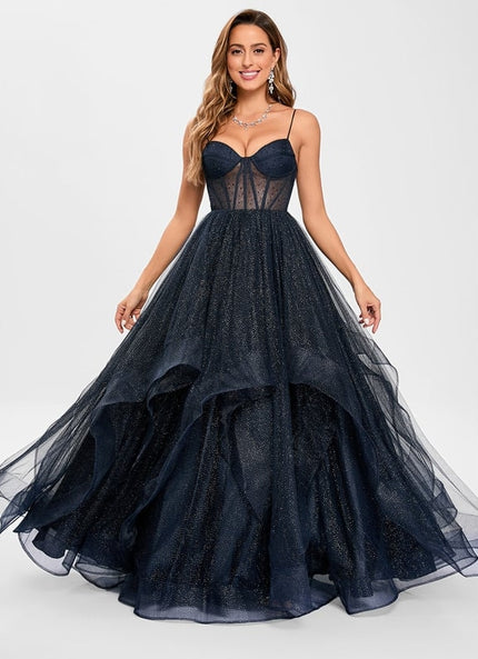 Princesse col v longueur ras du sol tulle robe de bal