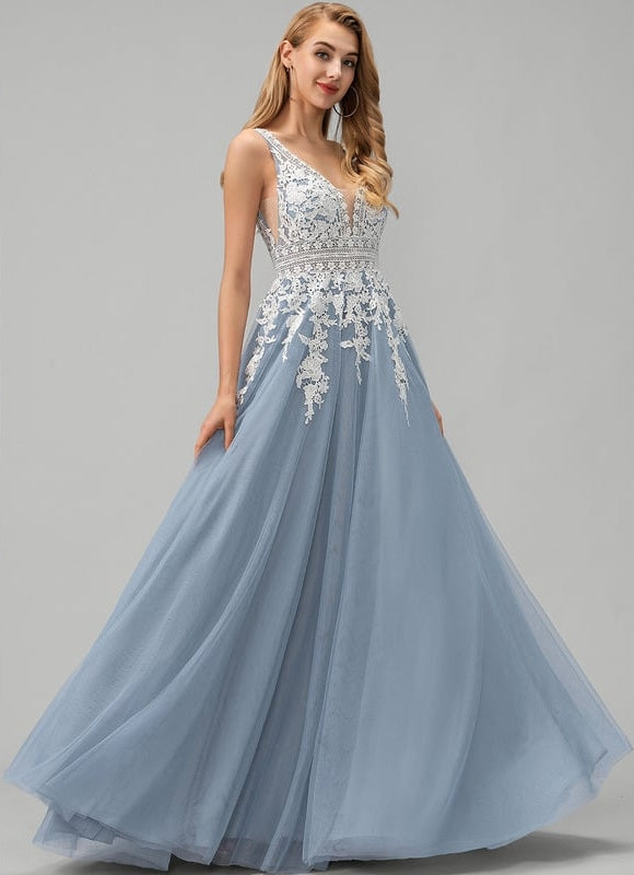 Princesse col v longueur ras du sol tulle robe de bal