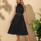 Robe plissée licou trapèze polyester midi