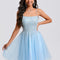 Trapèze col rond court tulle paillette robe de bal de promo avec paillettes perles