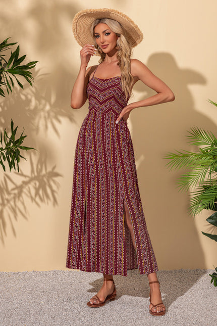 Robe imprimé fleur col droit trapèze rayonne maxi - gallery 5
