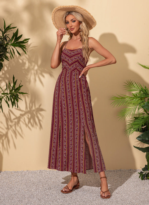 Robe imprimé fleur col droit trapèze rayonne maxi - gallery 5
