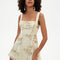 Trapèze col carré mini dentelle robe de bal de promo avec paillettes