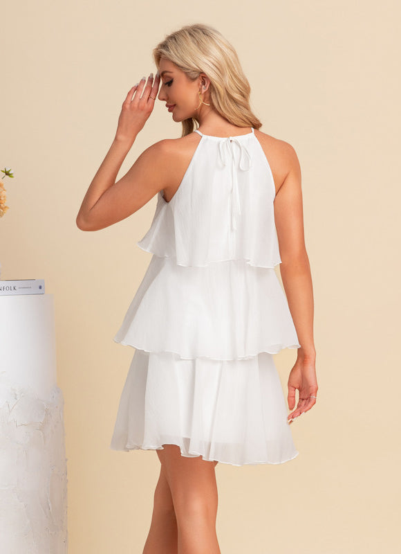 Robe licou trapèze mousseline mini - gallery 2