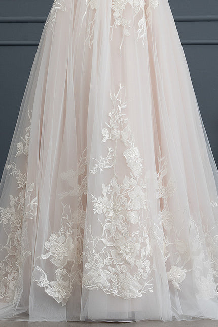 Princesse col cœur traîne balayage tulle dentelle robe de mariée - gallery 5
