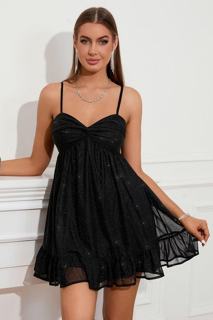 Robe nœud col cœur trapèze polyester mini - gallery 2