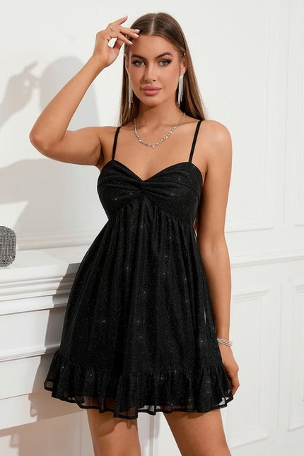 Robe nœud col cœur trapèze polyester mini - gallery 3