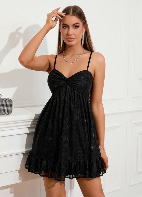 Robe nœud col cœur trapèze polyester mini - gallery 3