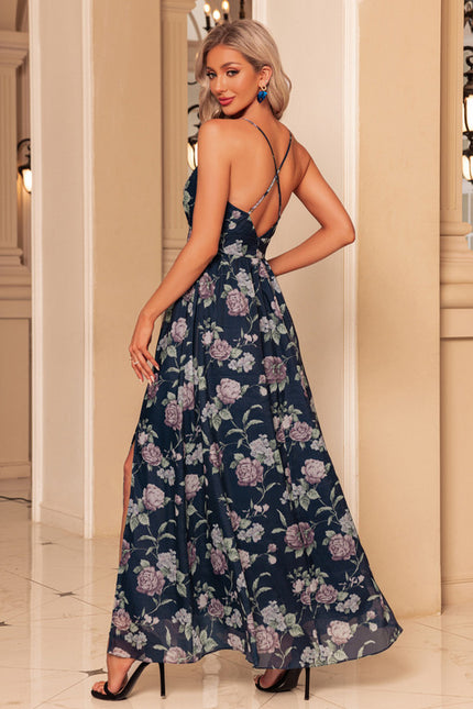 Robe fleurs imprimé fleur col v trapèze organza maxi - gallery 6