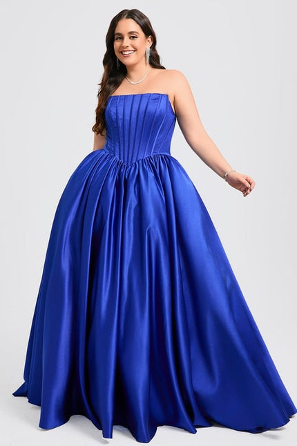 Princesse col droit longueur ras du sol satin robe de bal - gallery 6