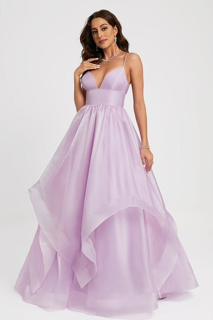 Princesse col v traîne balayage organza robe de bal - gallery 4