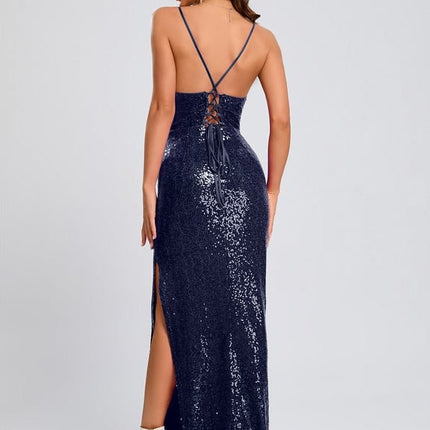 Fourreau col bénitier longueur ras du sol paillette robe de bal avec paillettes