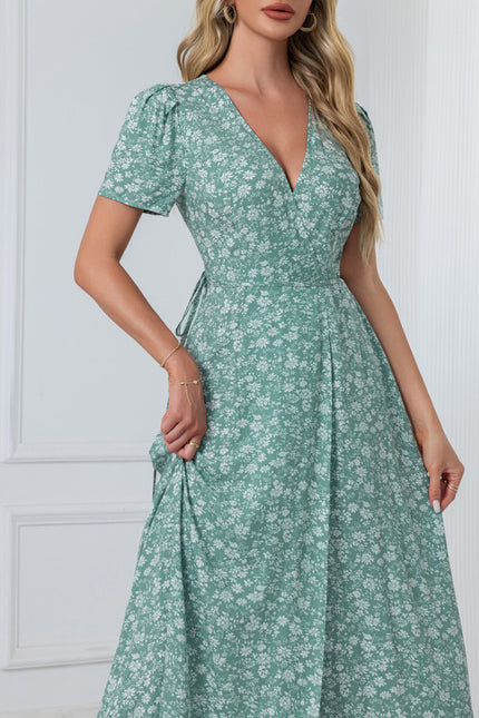 Robe imprimé fleur col v trapèze rayonne maxi - gallery 9