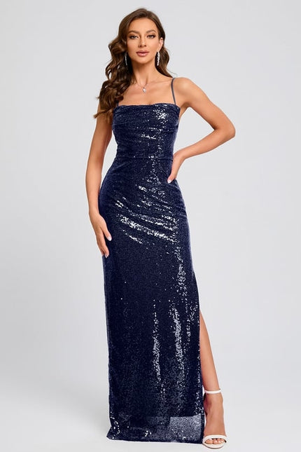 Fourreau col bénitier longueur ras du sol paillette robe de bal avec paillettes - gallery 3