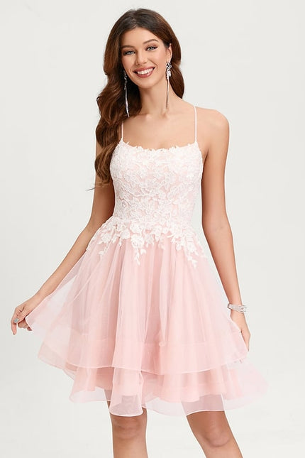 Princesse col rond court tulle robe de bal de promo