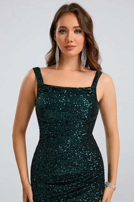 Fourreau col carré court paillette robe de bal de promo - gallery 6