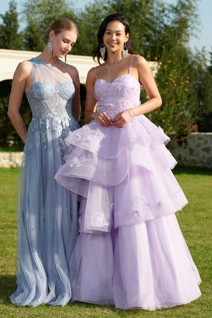 Princesse col cœur longueur ras du sol tulle robe de bal avec paillettes perles - gallery 6