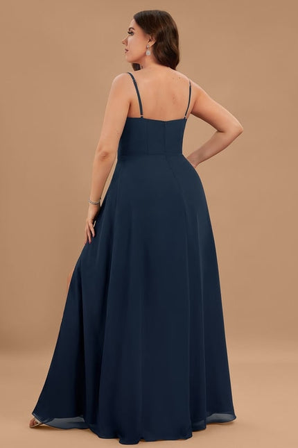Trapèze col carré longueur ras du sol mousseline robe de demoiselle d'honneur - gallery 5
